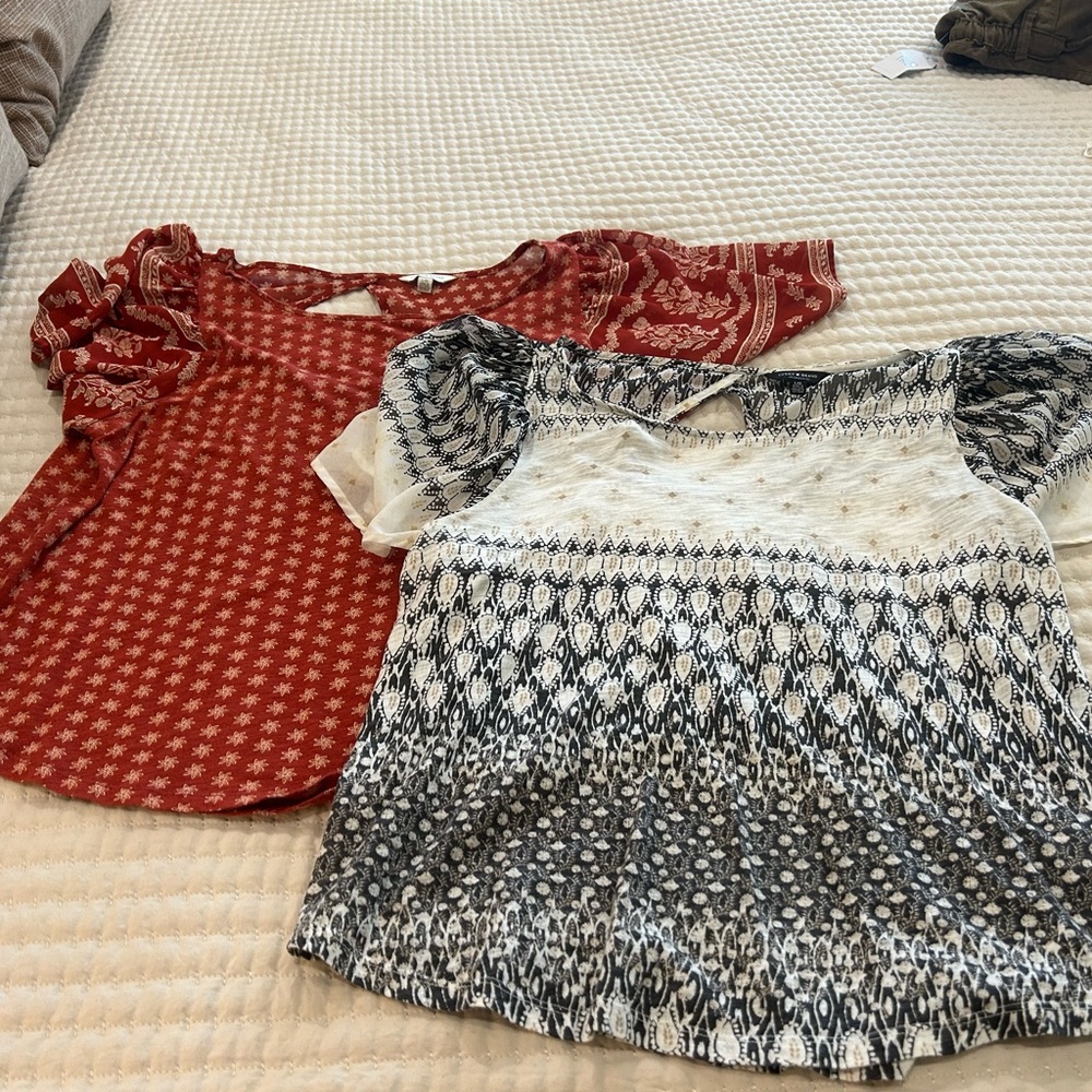 Lucky Brand Red and Black Patterned Blouses